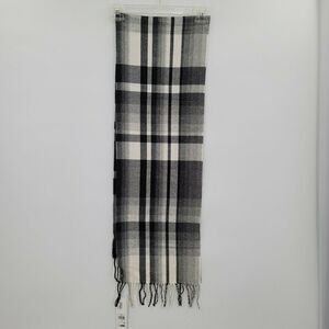 Calvin Klein Plaid Blanket fringe Woven Scarf NEW